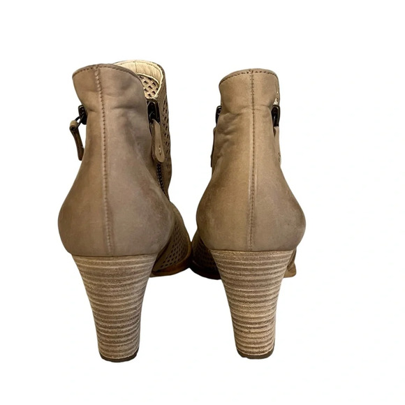 Paul Green Bonzai Perforated Nubuck Ankle Bootie Beige UK 5.5 US 8 Fall Boho - Picture 4 of 8